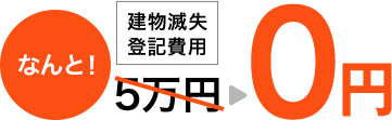 建物滅失
登記費用5万円がなんと0円